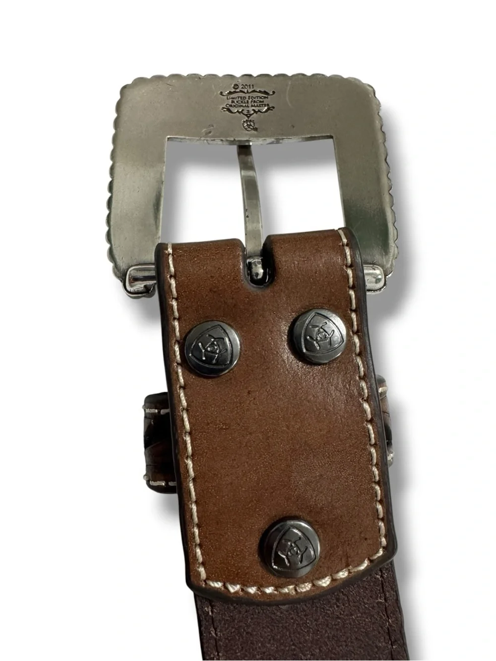 Ariat Women’s Brown Leather Belt Scroll Inlay Crystal Western Cowgirl A1513003 M